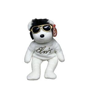 Elvis Presley Viva Las Beanies Beanie Signed White Teddy Bear